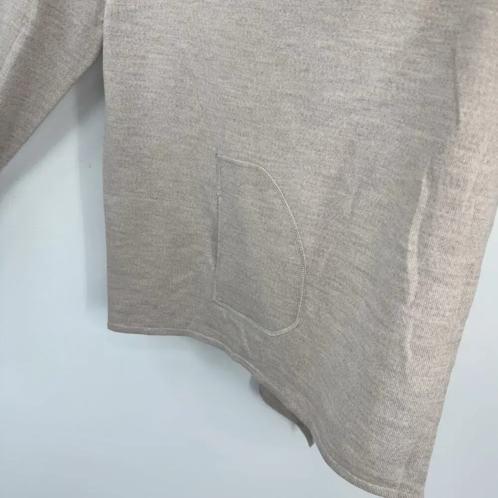 Repeat Cashmere Merino Wool Draped Cardigan US Medium EU 40 Beige with Pockets